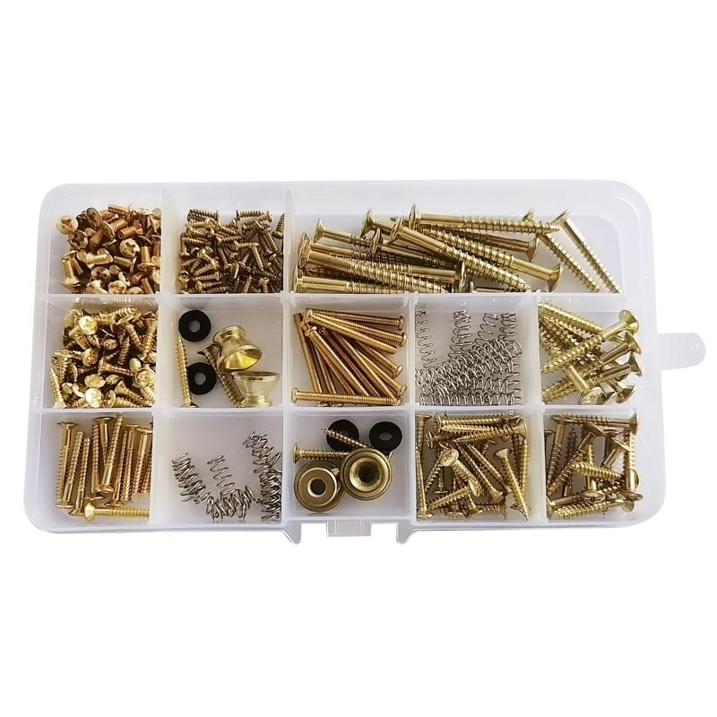 258Pcs Guitar Screw Kit (9 Types) with Springs for Electric Guitar Bridge, Neck Plate, Pickguard, Pickup, Switch, Tuner