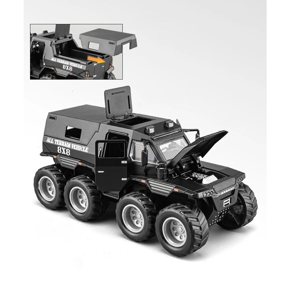 1/32 Russia Avtoros Shaman 8x8 ATV Armored Alloy Diecasts & Toy Vehicles Metal Toy Car Model Sound and Light Collection Kids Toy