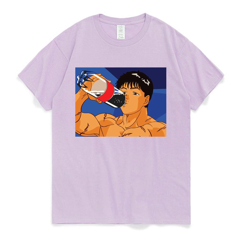 

Футболка с рисунком аниме Baki Hanma The Grappler Yujiro, мужская и женская повседневная футболка из 100% хлопка, уличная одежда xxxL светло-фиолетовый