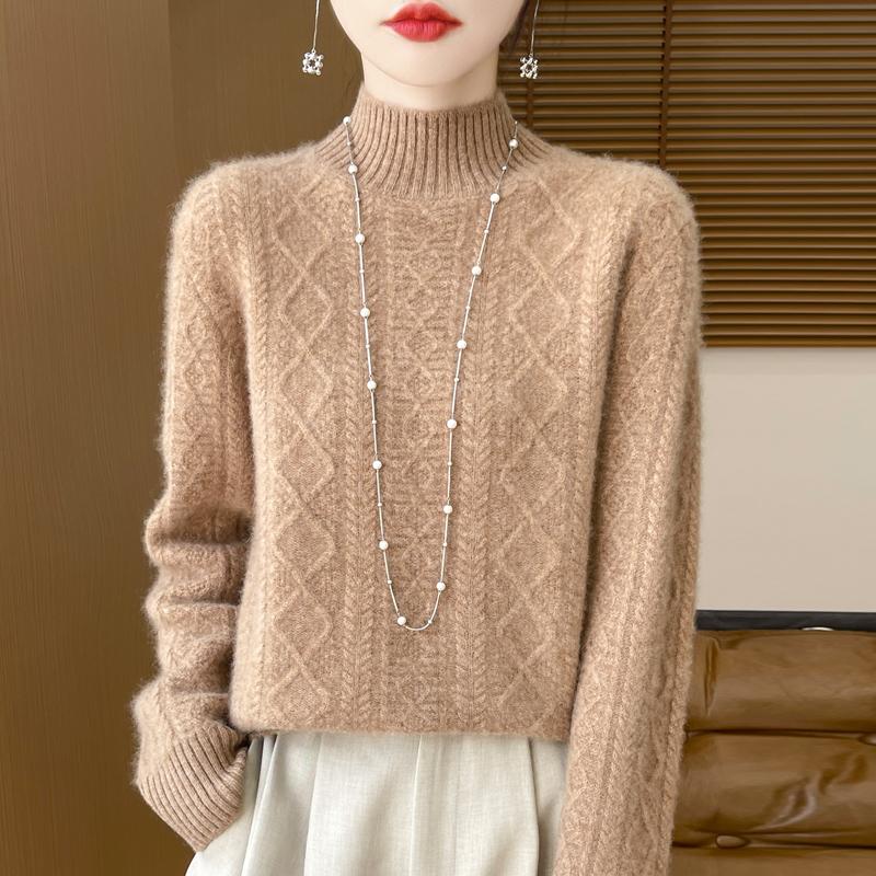 Damen Kaschmirpullover Qinghe Kaschmir 30% Kaschmir 70% Wolle warm und modisch Allrounder Herbst und Winter