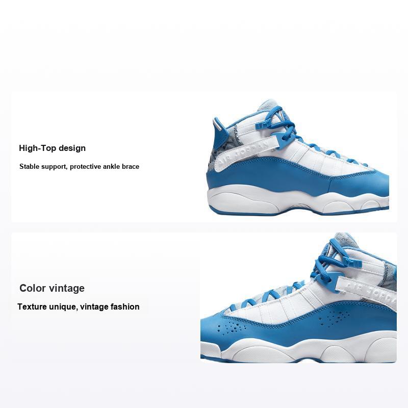 Baskets Air Jordan 6 Rings GS Denim Blanchi Enfants Blanc Bleu Néerlandais DM8956-100
