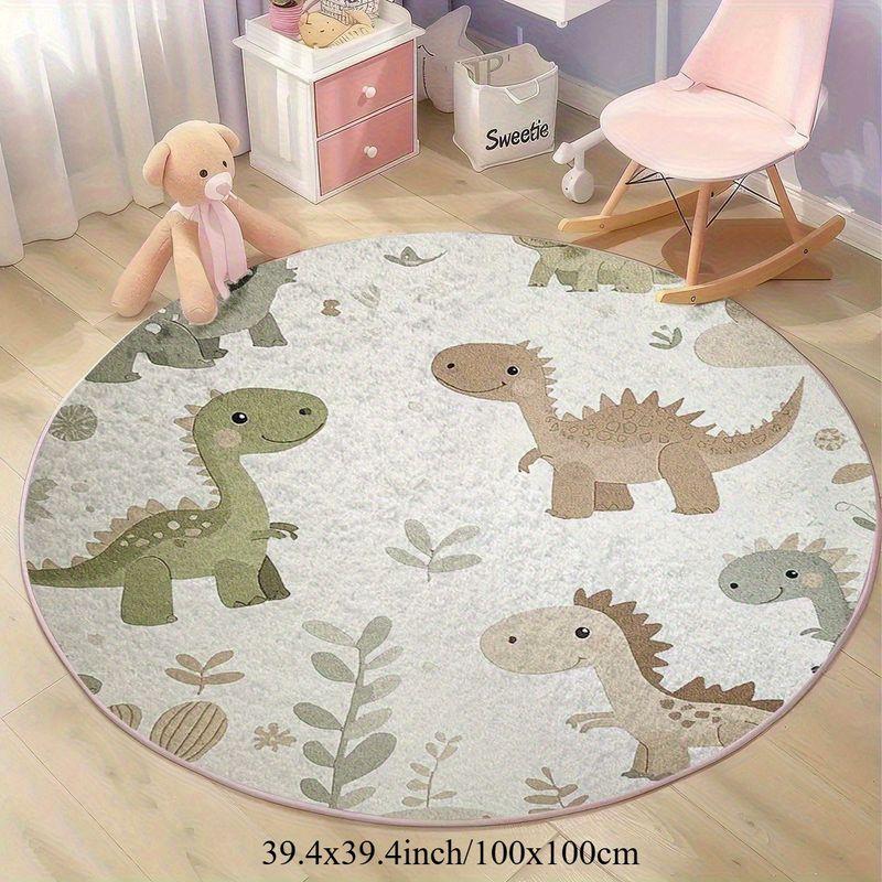 Blue White Cute Apple Pattern Round Rug Kawaii Fruit Soft Floor Padding Kids Bedroom Space Decor Accent Stylish Durable