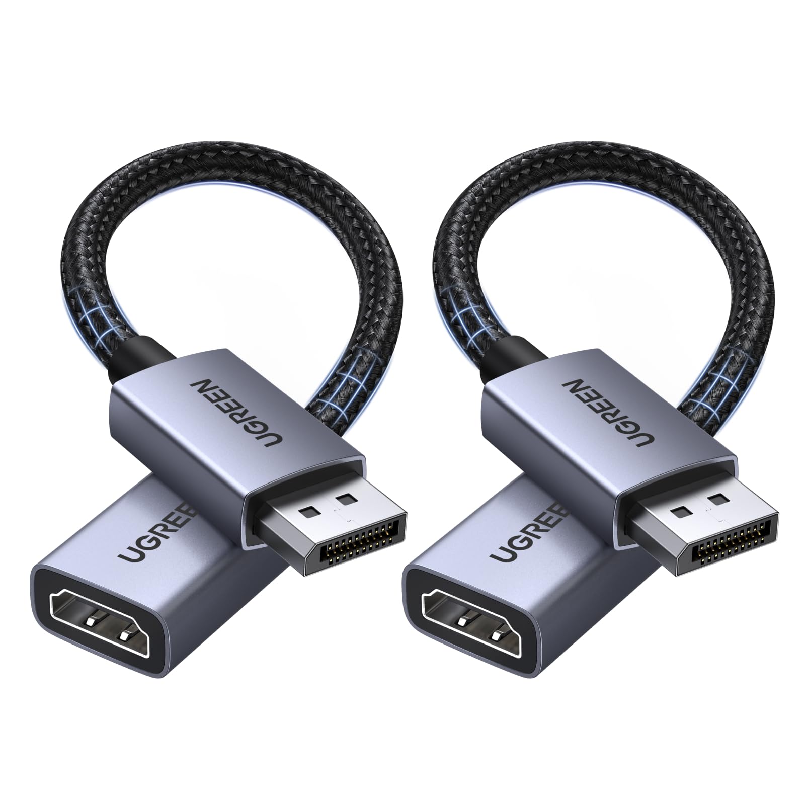 

UGREEN 4K Адаптер DP на HDMI DP Тато на HDMI Алюмінієвий Сумісний з та Проекторами 2 шт., 4K@30Hz, 2K@60Hz, Мама, Сплав, Ноутбуки, HDTV,