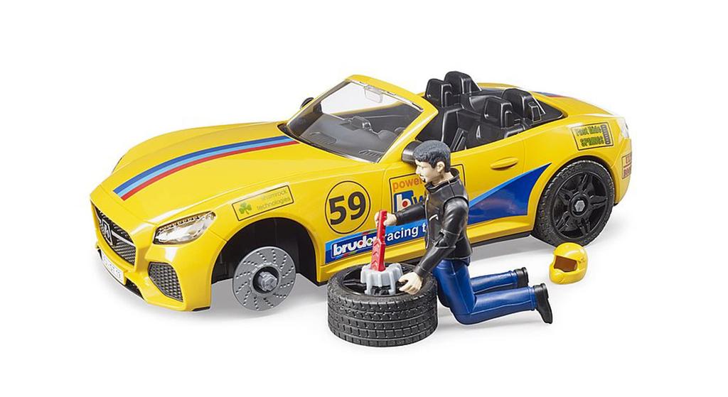 Bruder 02504 RAM 2500 Power Wagon and Roadster Racing Team, Yellow and Blue