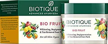 Biotique Bio Fruit Whitening And Depigmentation & Tan Removal Face Pack, 75G And Biotique Bio White Advanced Fairness Treatment Cream, 50G