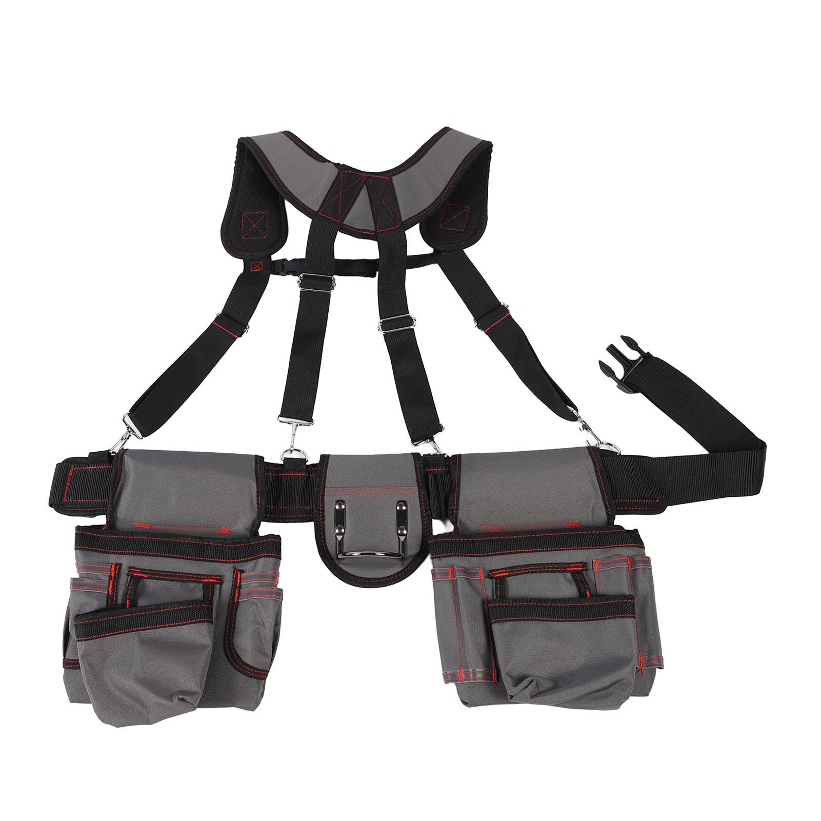 

Профессиональный органайзер для инструментов на пояс с подтяжками, 12 карманов для электрика, плотника, садовника