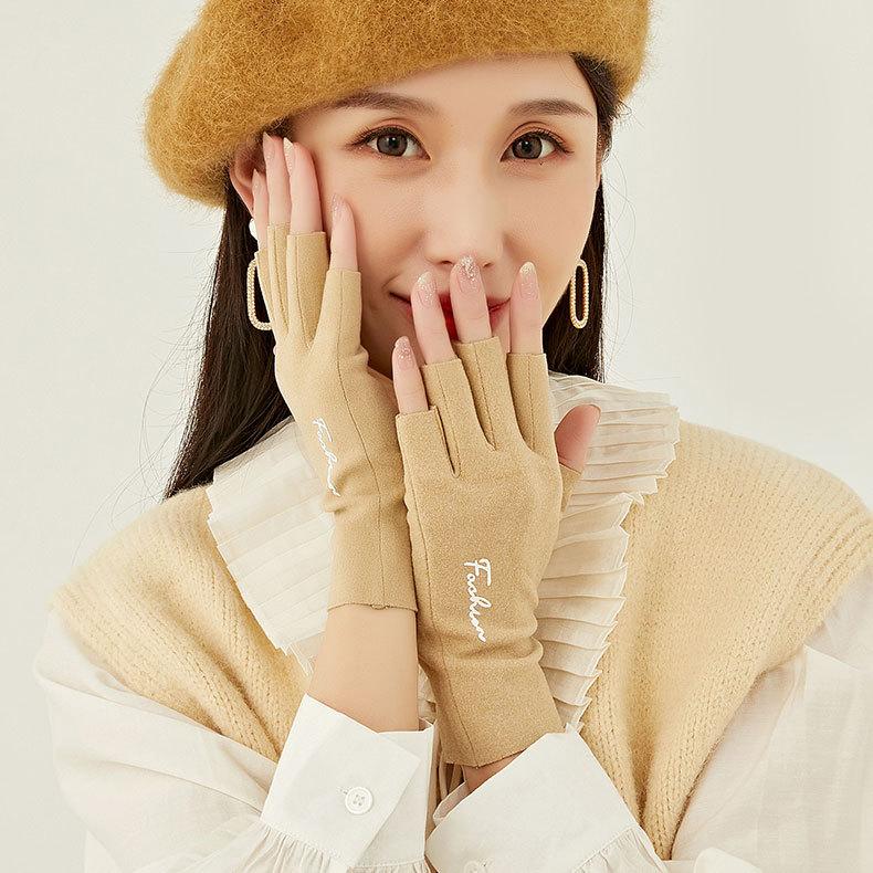 Rękawiczki rowerowe dla kobiet Nowe zimowe termiczne bez palców Outdoor Riding Typing Warm Half-Finger Gloves D174 Unisex High