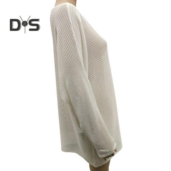 Women Cover Up Dress Batwing Long Sleeve See-through Hollow Mesh Bikini Cover Up Quick-Drying Breathable Beachwear