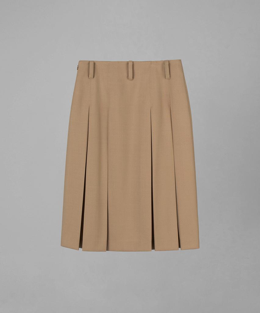 Obeodyupeulleeo Wool Pleated Skirt_Beige