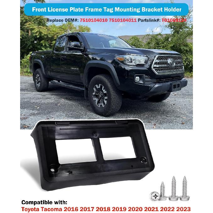 Front License Plate Frame for Toyota Tacoma 2016 2017 2018 2019 2020 2021 2022 2023 Front Bumper License Plate Holder Mounting Bracket Cover Replace