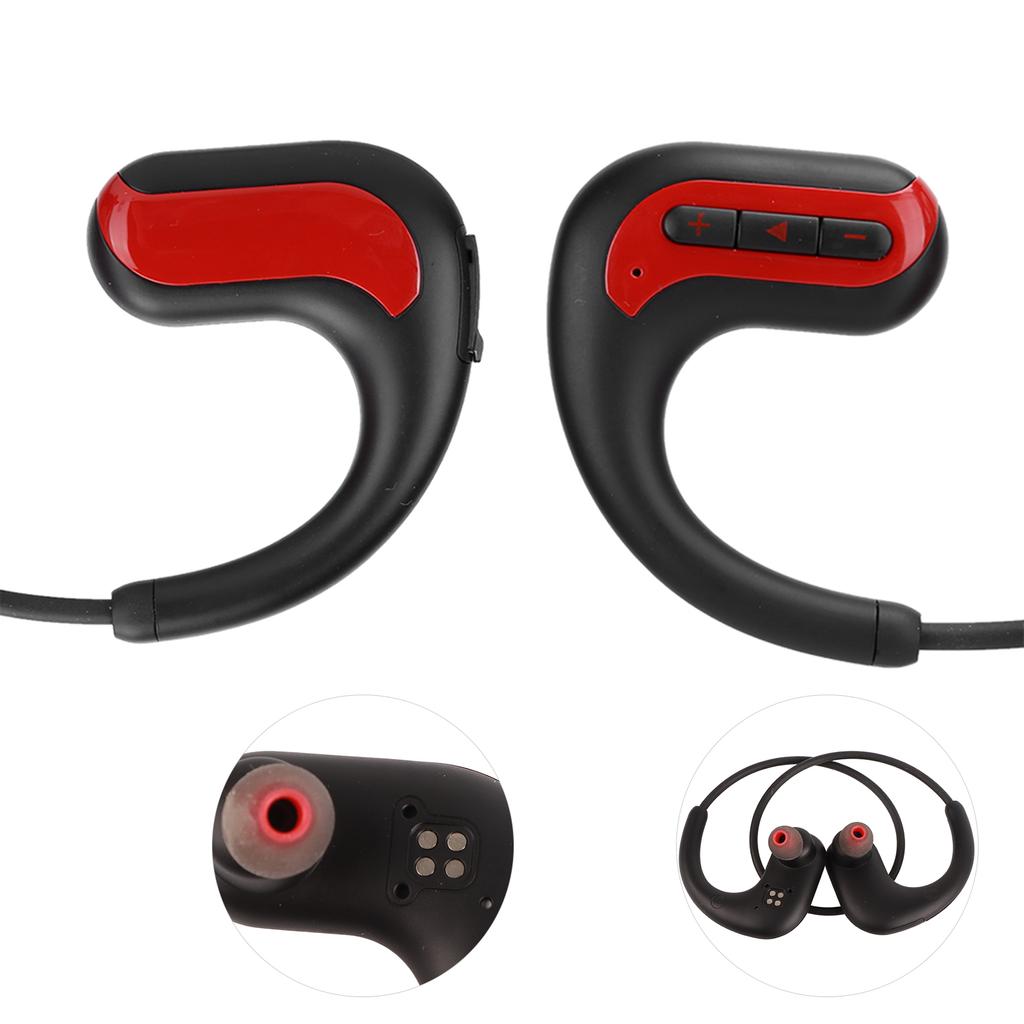 IPX8 Waterproof Sports Headphone Swimming Rear Hanging Bluetooth Earphone with 8G MemoryRed