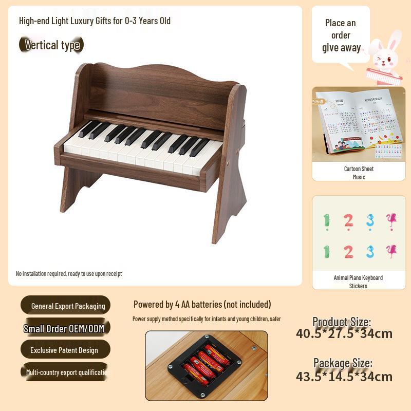 25-Key Children's Electronic Wooden Piano - Musical Toy for Early Education, Ideal Birthday Gift for Boys and Girls