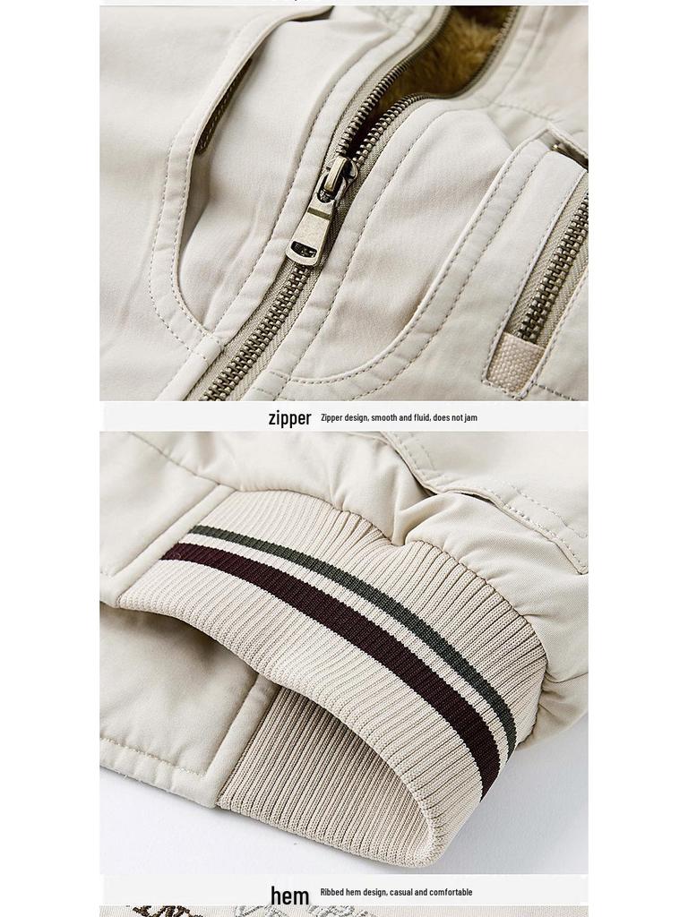 Men's Casual Fleece-Lined Cotton Vest with Shawl Collar & Multi-Pocket Design