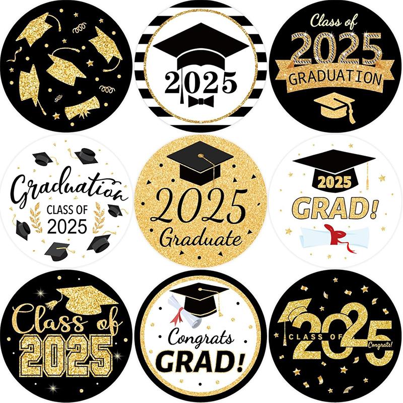 Graduation Stickers Class Of 2025 500Pcs Circular Adhesive Sealing Sticker Congrats Graduation Labels Grad Party Supply