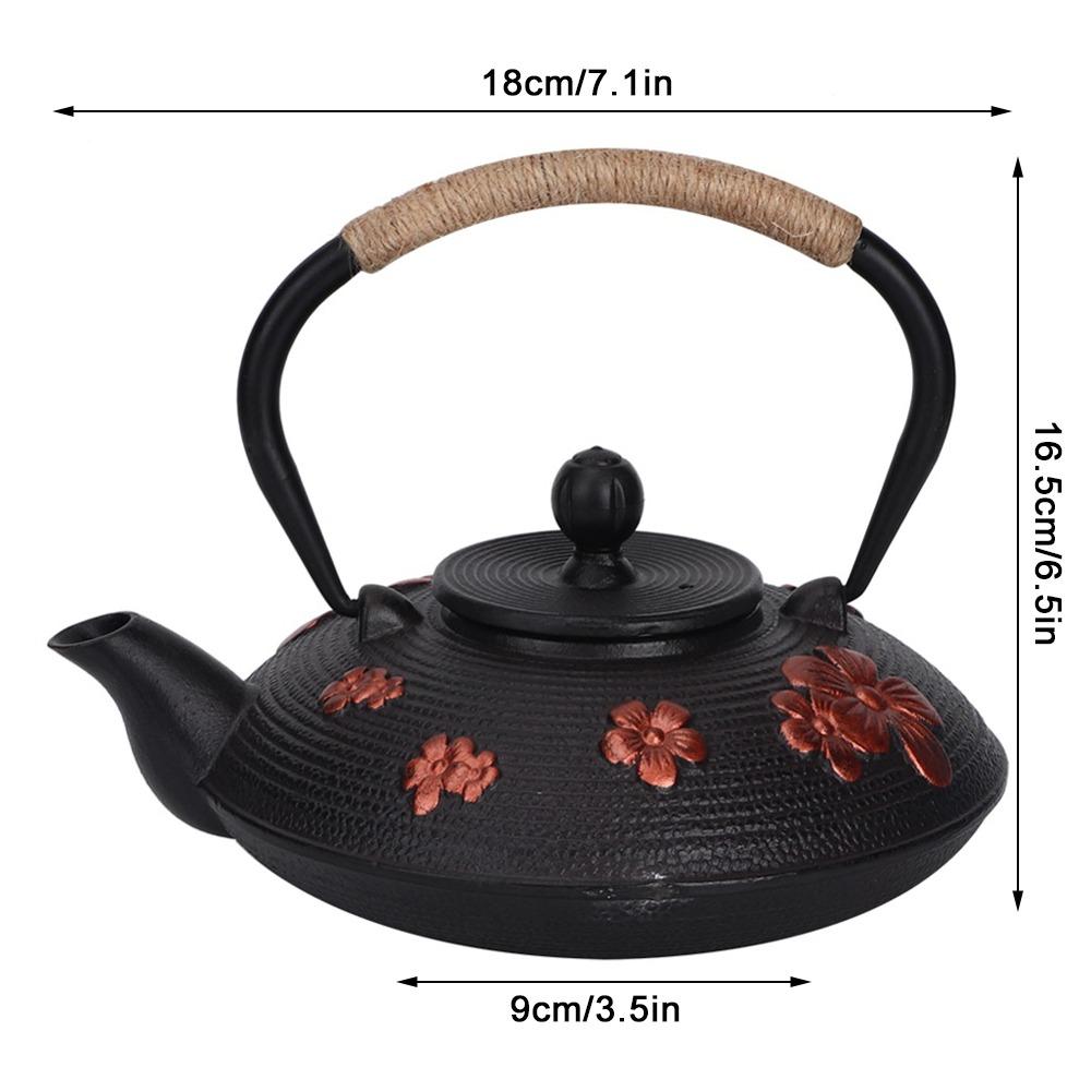 Copper Handle Cast Iron Teapot 0.9L Capacity Oriental Teapot Classic Iron Kettle For Home