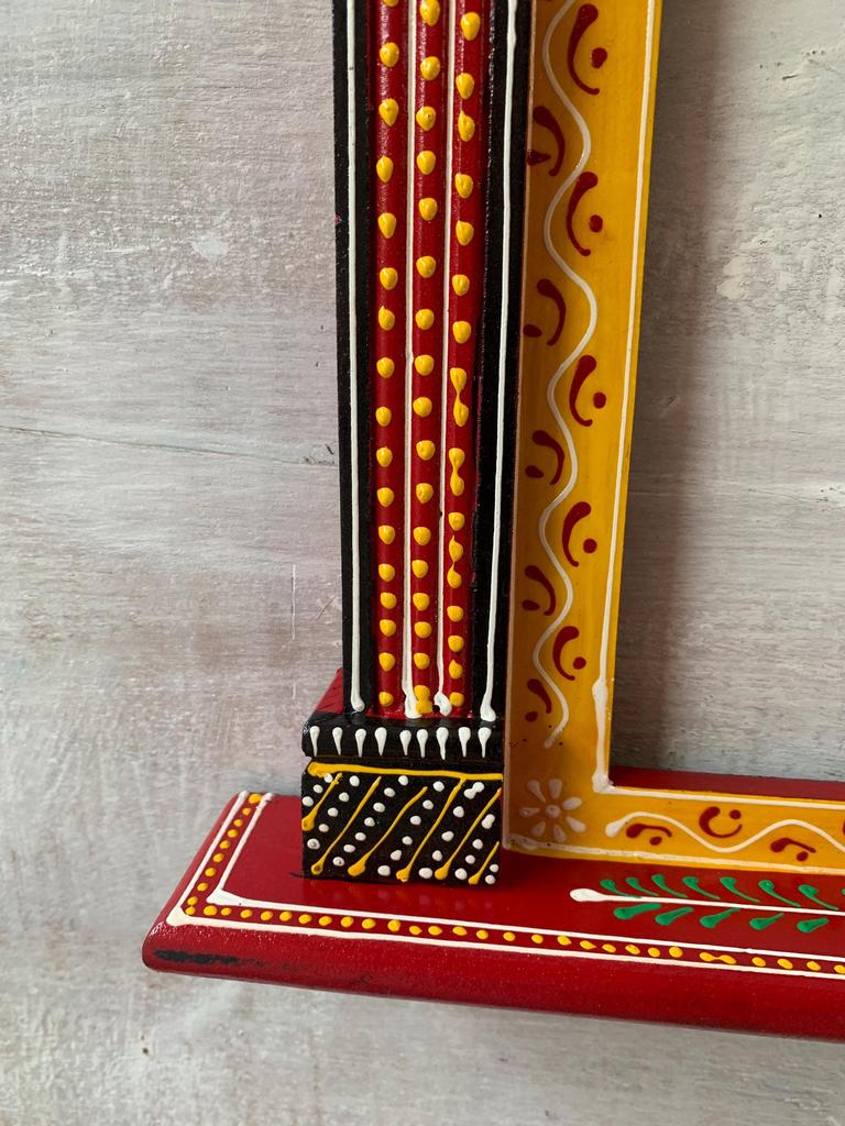 Hand-Painted Wooden Jharokha Frame: Indian Wall Decor
