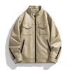 Stand Collar Workwear, Leather Jacket, Men's Autumn and Winter Casual Motorcycle Suit, Leather Jacket