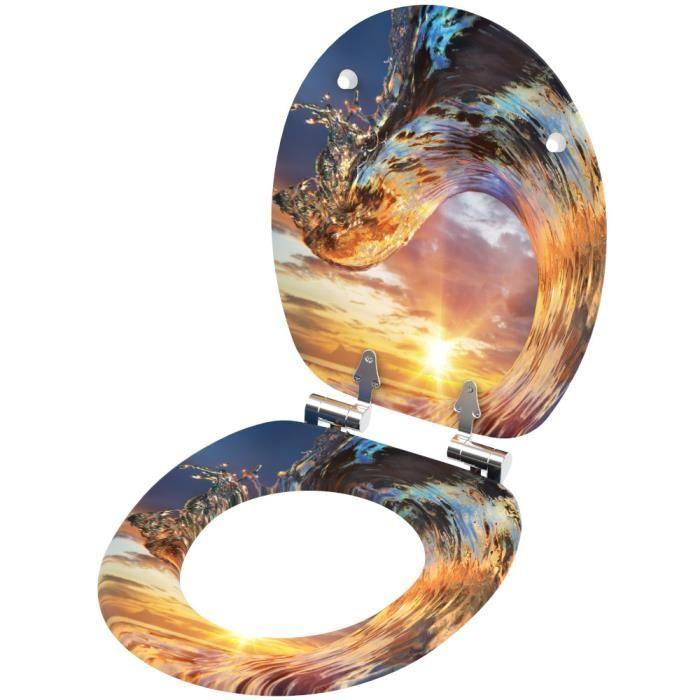 Abattant WC - Wave - Soft Close - Bois - Fixation universelle - Antibactérien