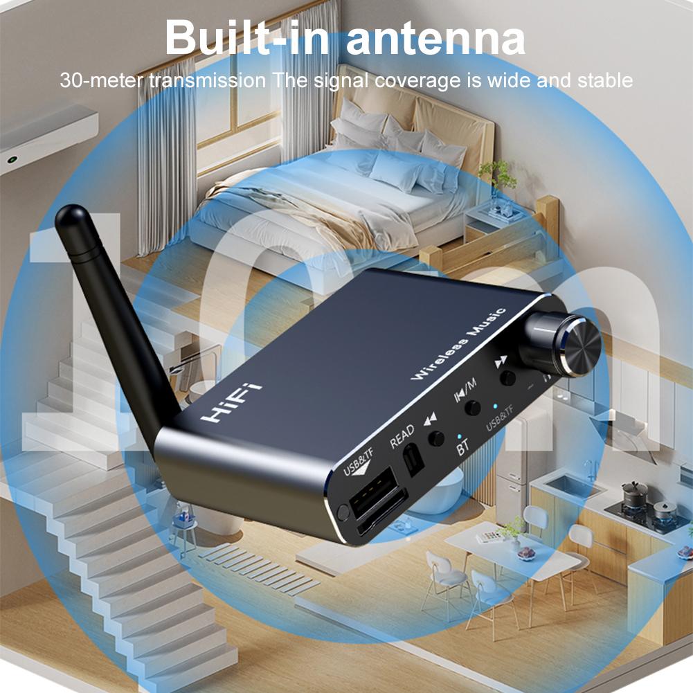 BT 5.4 Audio Receiver 3.5mm AUX Wireless Stereo Music Adapter Support U-Disk Playback TF Card Music Receiver for TV Car Speaker