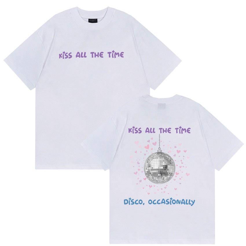 Kiss All The Time Disco Occasionally T-shirts Harry Styles Print Fashion Short Sleeve T-shirt Men Women Cotton Tees