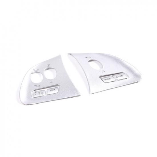 Silver Alloy Car Steering Wheel Button Cover Trim For Jaguar XF 2012-15