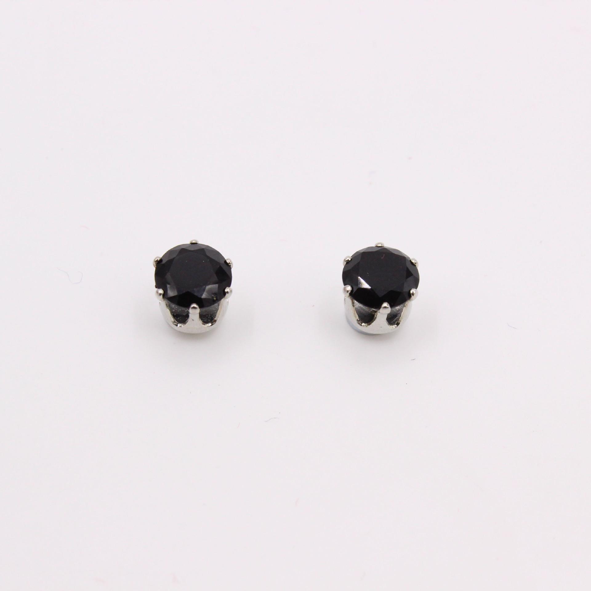 Korean Style Zircon Crystal Magnetic Earrings for Women чёрный