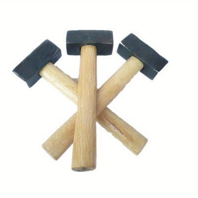 1Pc Wooden Handle Hammer Heavy Stoning Hammer Masonry Square Hammer Forged Steel Masonry Hammer Construction