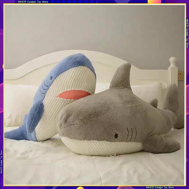 Bambola Squalo Narvalo Giocattolo di Peluche Cuscino Lungo a Strisce Dormiente Bambola Regalo per Bambini Ragazze