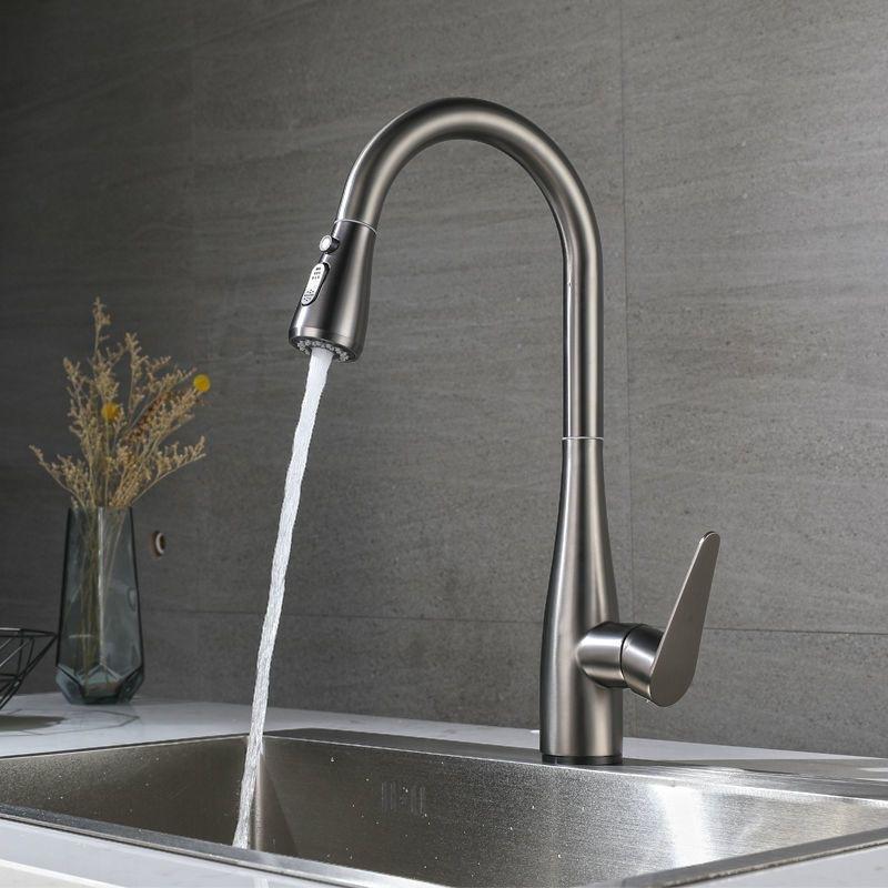 Black Kitchen Faucet Flexible Pull Out 2 Modes Nozzle Hot Cold Water Mixer Tap Deck Mounted Sprayer and Stream SUS 304 Faucets