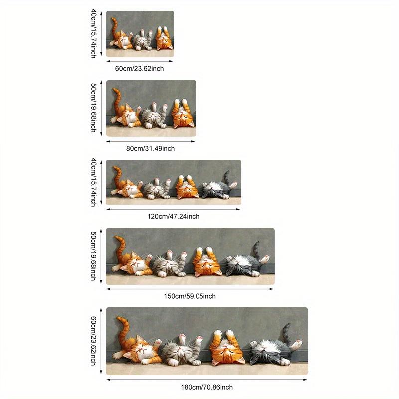 1Pcs Anti Fatigue Kitchen Rugs Cozy Kitten Sleeping Cat Print Waterproof Non Slip Thick Cushioned Mat