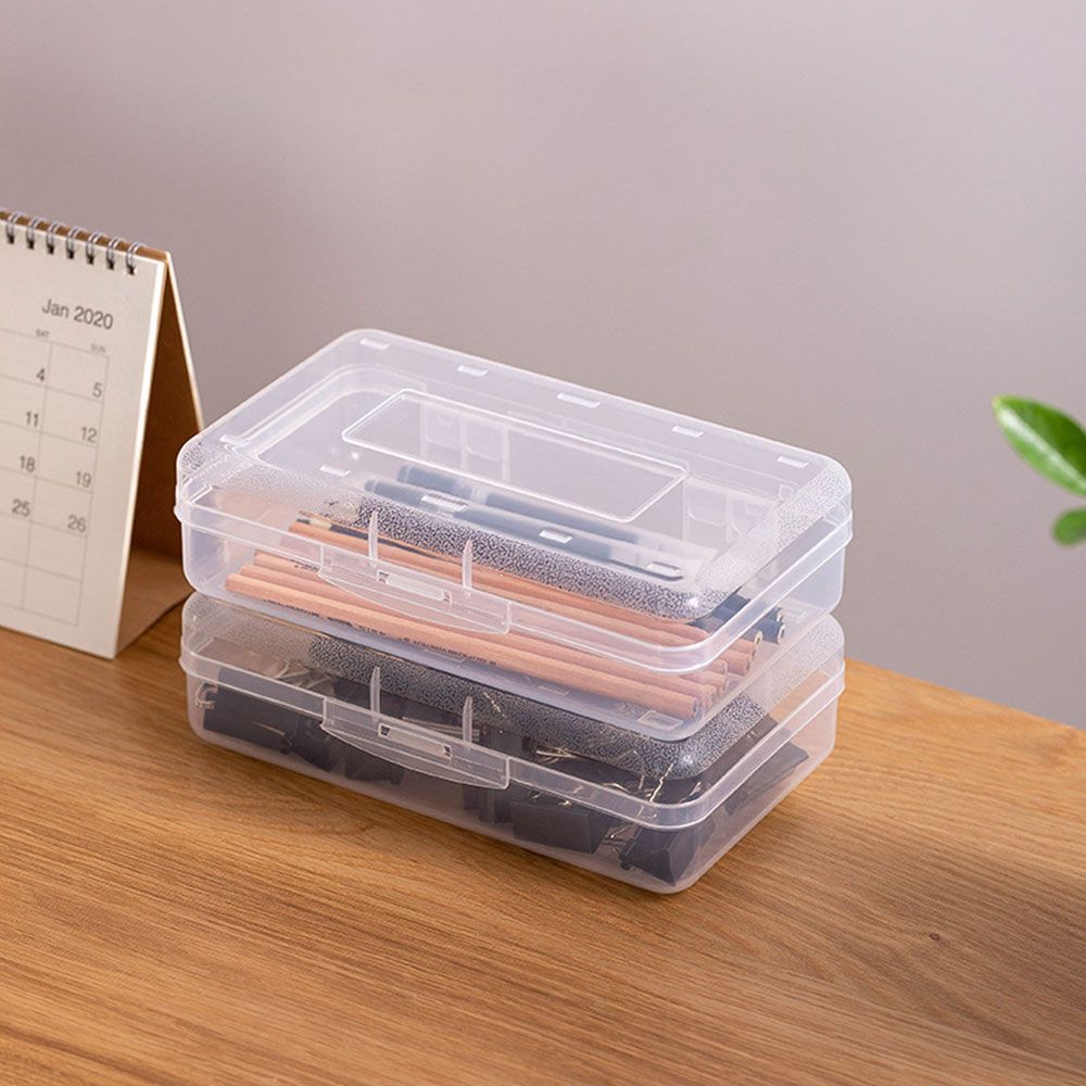 

with Snap-Tight Lid Transparent Durable Pencil Case Storage Bag Plastic Stationery Box Pen Holder