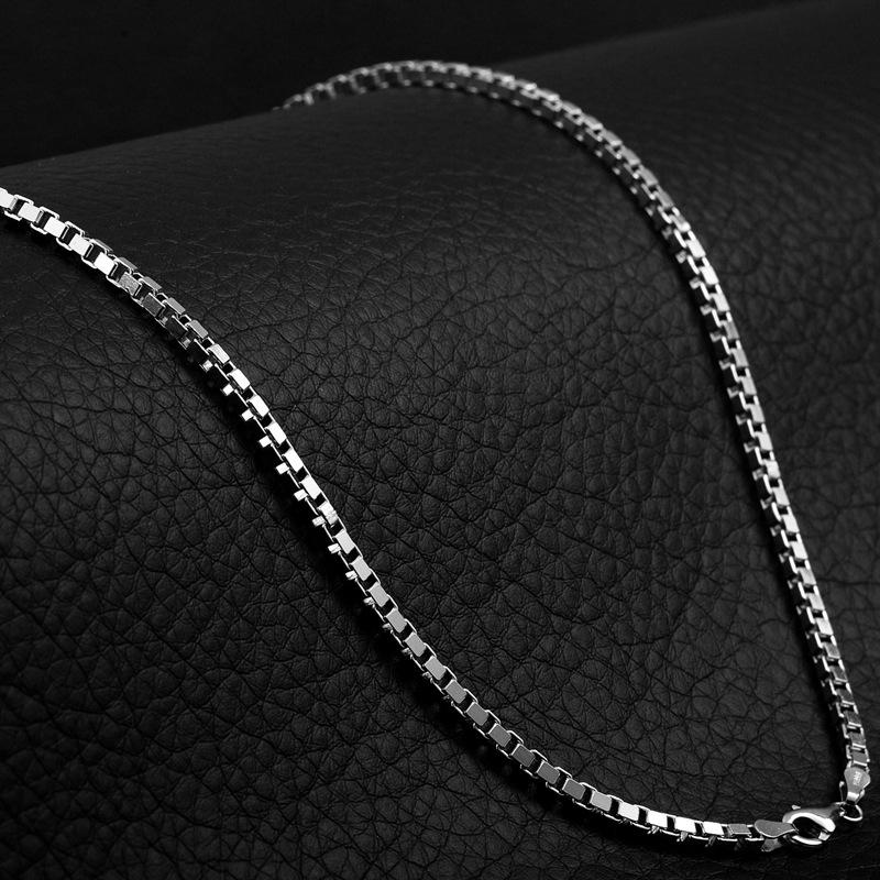 Sky Green Men's 925 Sterling Silver Necklace - Korean Fashion Short Clavicle Chain