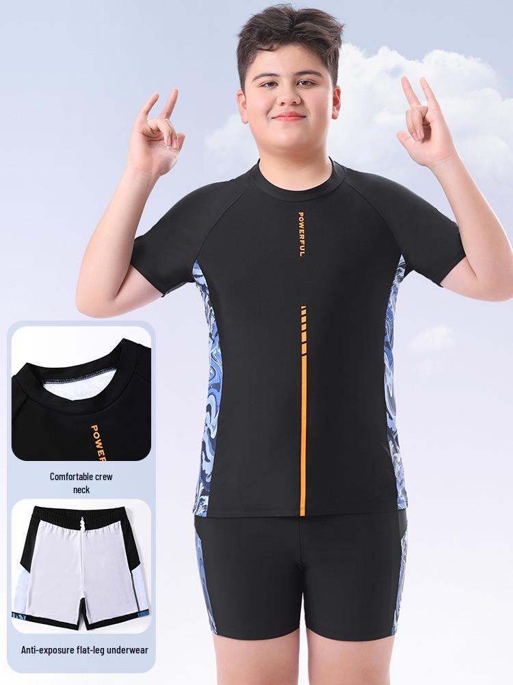 2025 Fat Boy Men's Medium & Large Split Anti-Embarrassment Swimsuit Set for Kids
