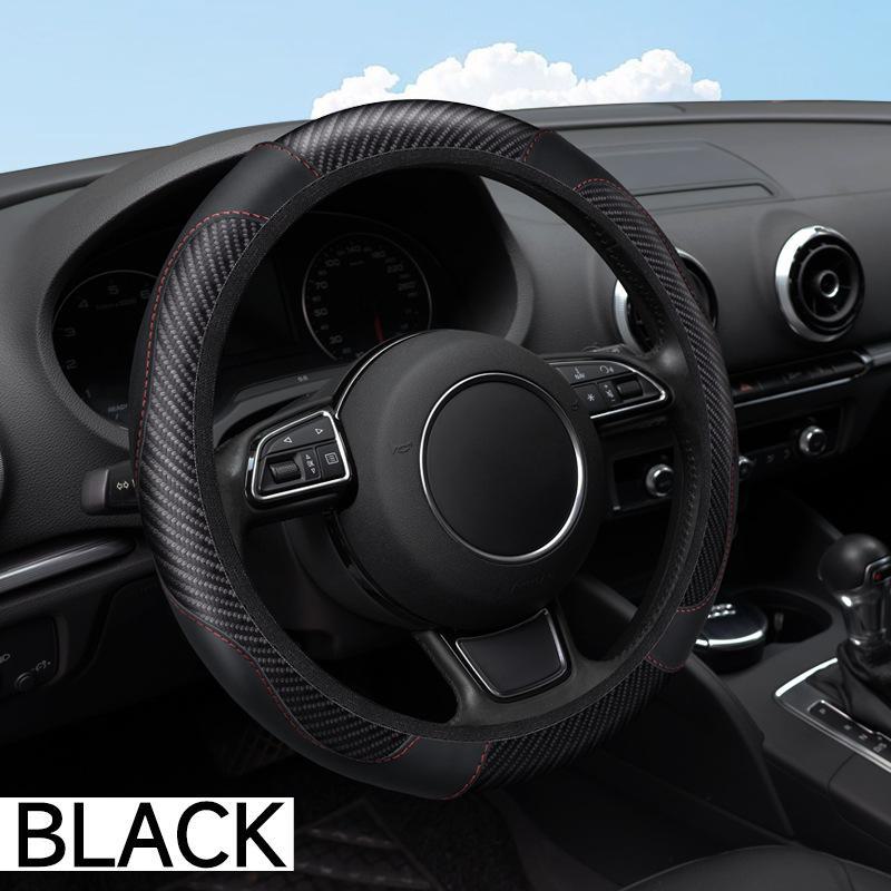 XF6002 Xiyin Carbon Fiber Leather Steering Wheel Cover - Embossed Design