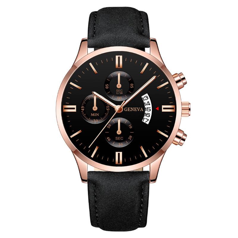

Mens Quartz Watch With Leather Strap Calendar Business Style For Men Style H