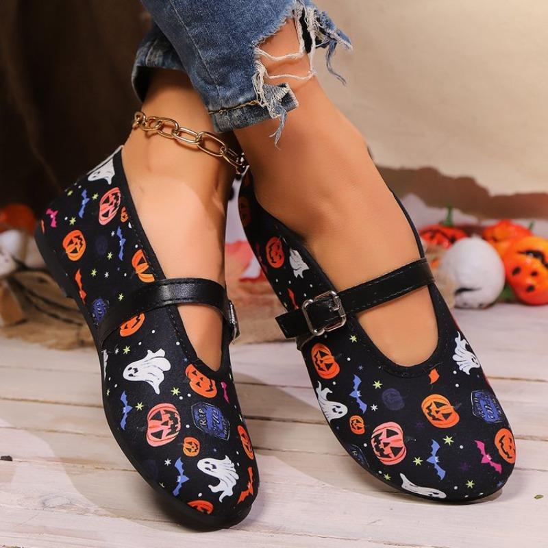 Large size flat bottom shallow mouth embroidered single shoes women's versatile round head low heel foot Doudou shoes women