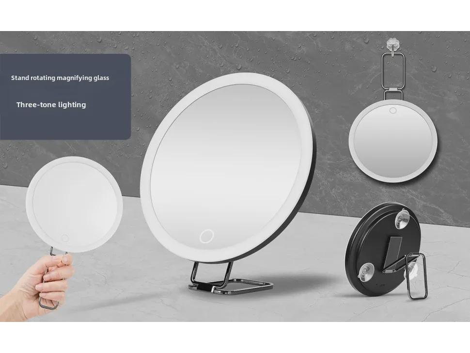 Rechargeable LED Makeup Mirror: 6" 10x/20x/30x Magnification, 360° Rotatable, Suction Cup Mount