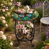 Mesa Lateral Externa Talos, Redonda Pequena Mosaico Pássaro Borboleta Acento de Pátio, Mesa de Apoio para Plantas Café Chá Interna para Quintal Varanda Jardim Sala de Estar, Quarto