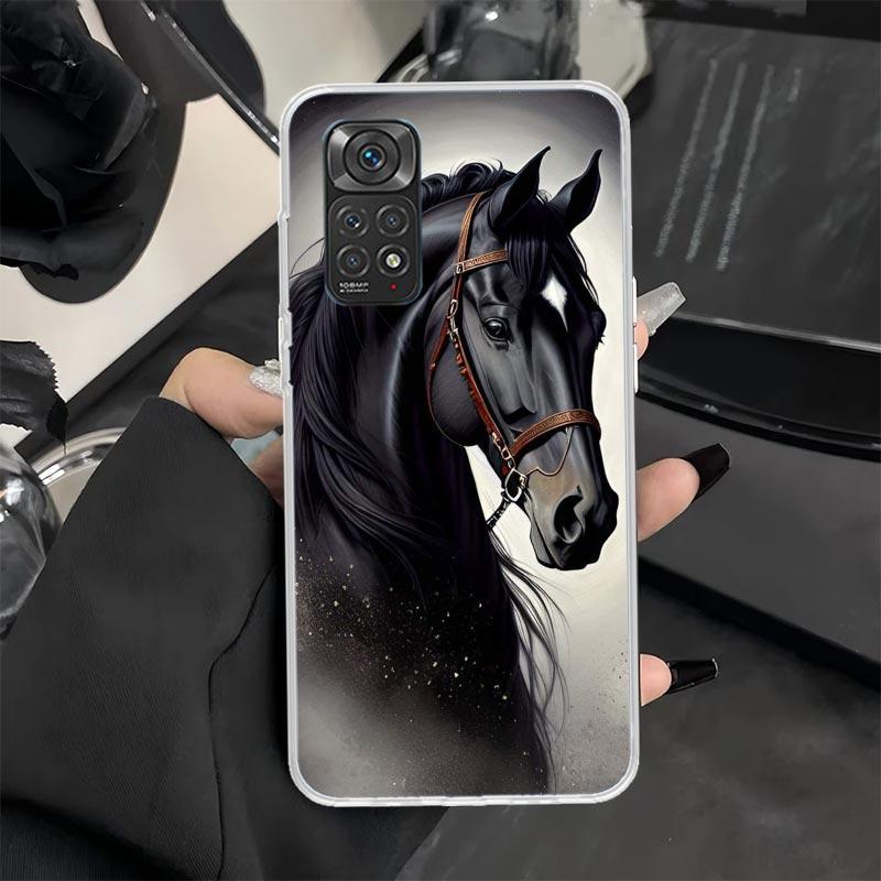 

Чехол для телефона с изображением черной лошади для Xiaomi Redmi Note 13 12S 12 11S 14 11E Pro Plus 11 10 10S 9 9S 8 8T 5G, мягкий силиконовый Redmi Note 10 Pro