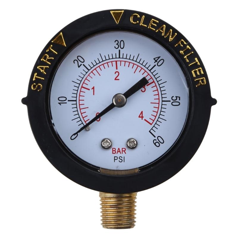 

Pool Pressure Gauge 2 Dial Clean Filter Utility Water Pressure Gauge 60psi with Setable for Case & 1/4 NPT Bottom Mount 1