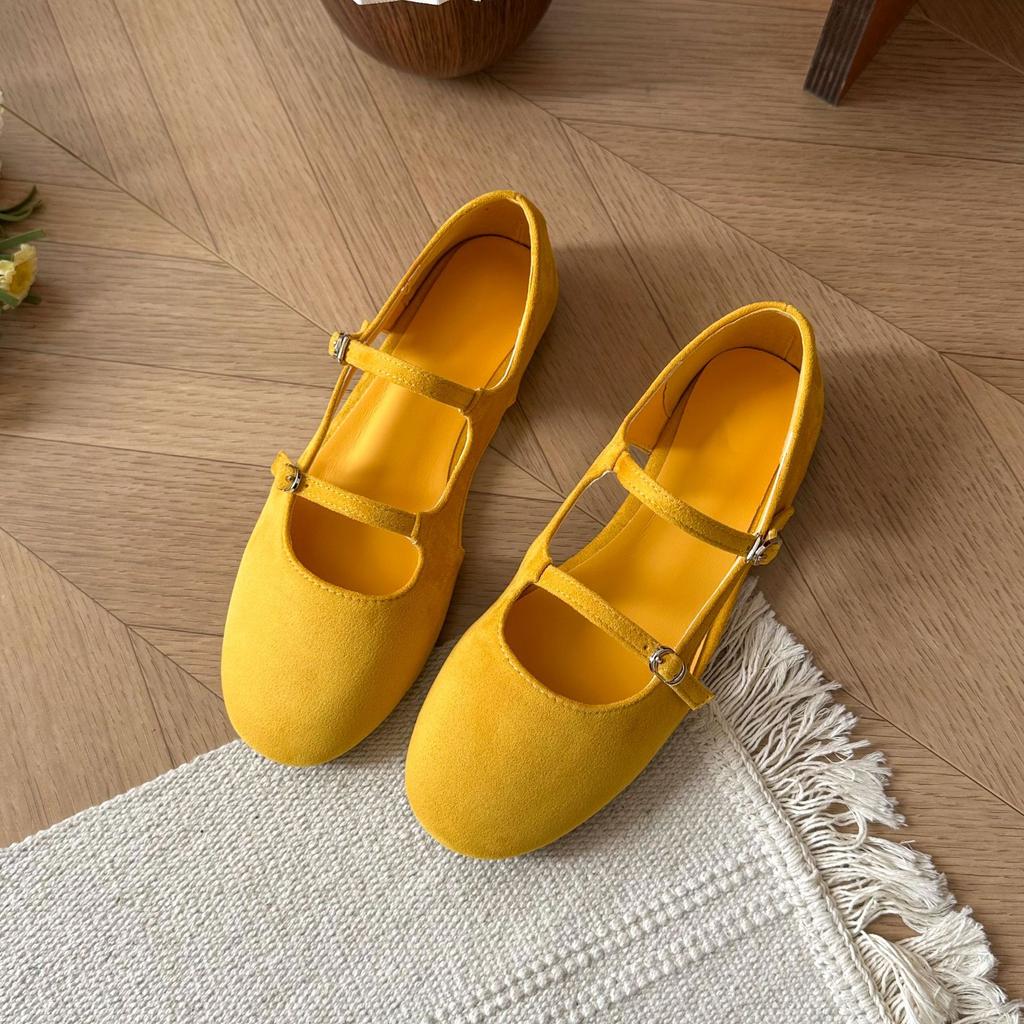 Flat Bottom Retro Suede Mary Jane Single Shoes Women's Shoes 2025 New Spring and Summer Gentle Skirt Evening Shoes Women