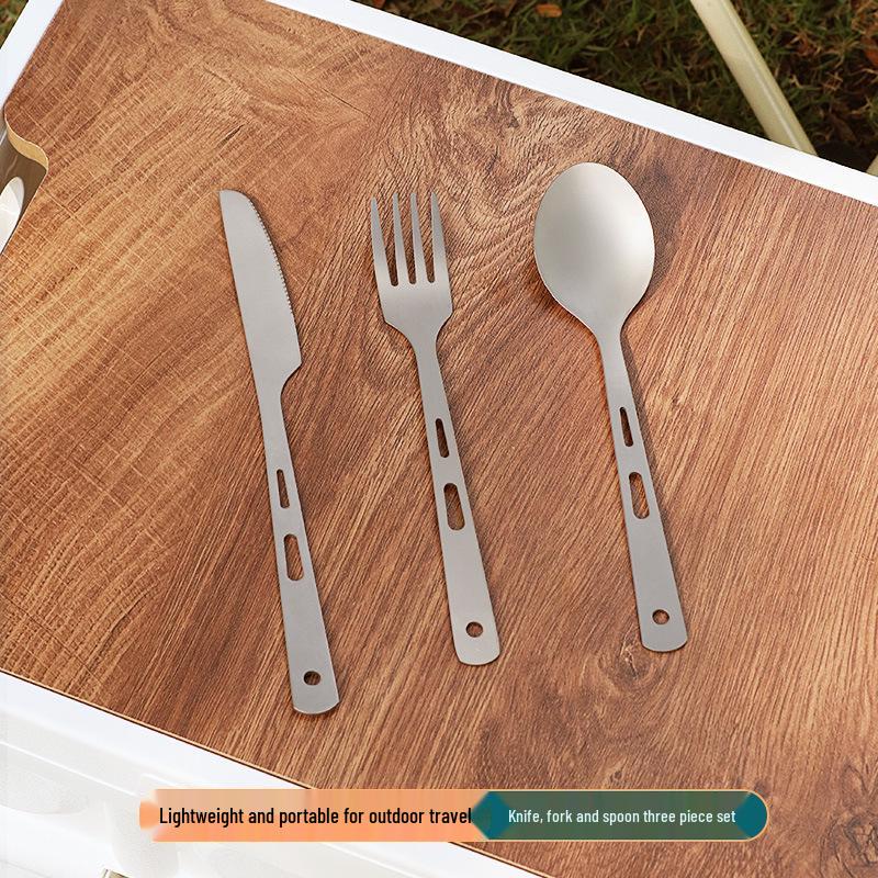 Pure Titanium Camping Cutlery Set: Fork, Spoon & Knife - Ideal for Outdoor Picnic & Travel
