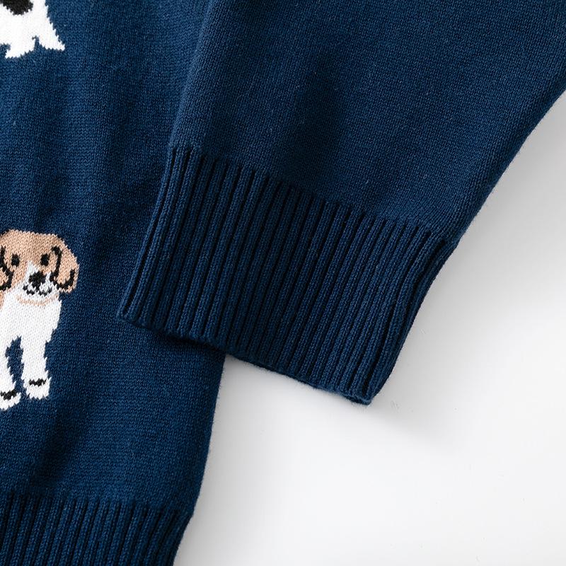 Kids' Spring/Autumn Korean Cartoon Puppy Jacquard Cotton Cardigan Sweater for Boys & Girls