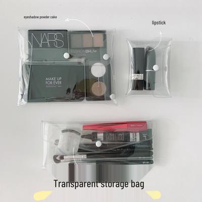 PVC Transparent Snap Button Case: Makeup Brush, Lipstick, Cosmetics, Stationery, Pencil and Travel Storage Bag