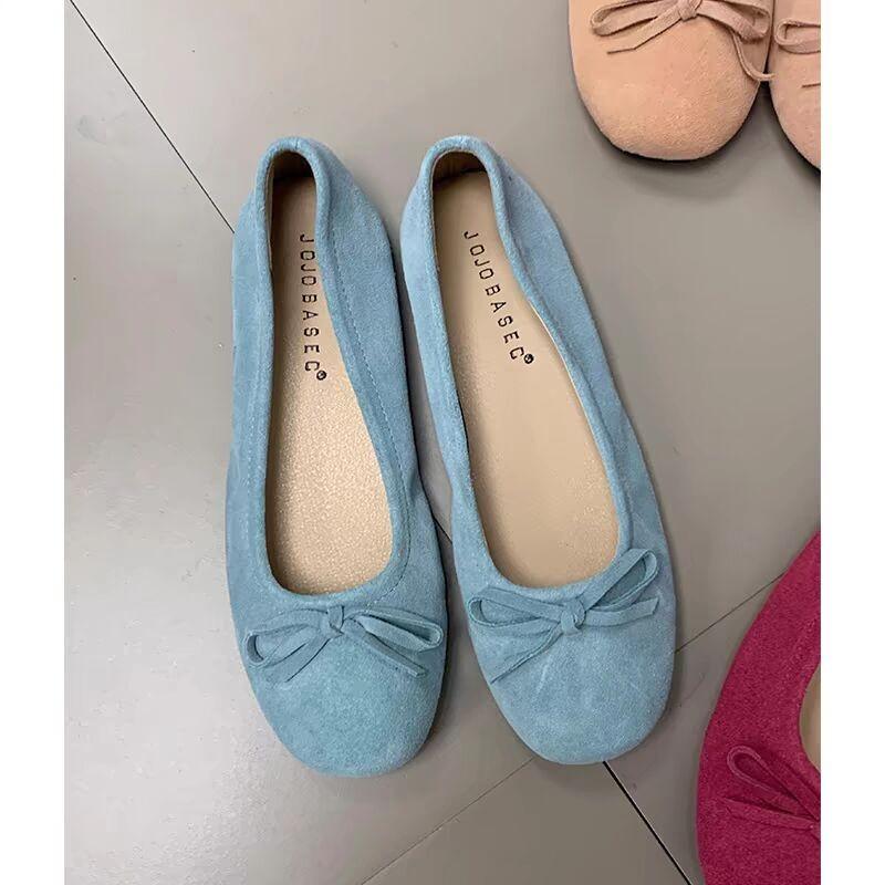 Fashion Women's Flat Shoes Autumn New Round Head Shallow Mouth Butterfly Knot Light Soft Sole Single Shoes Zapatos Mujer