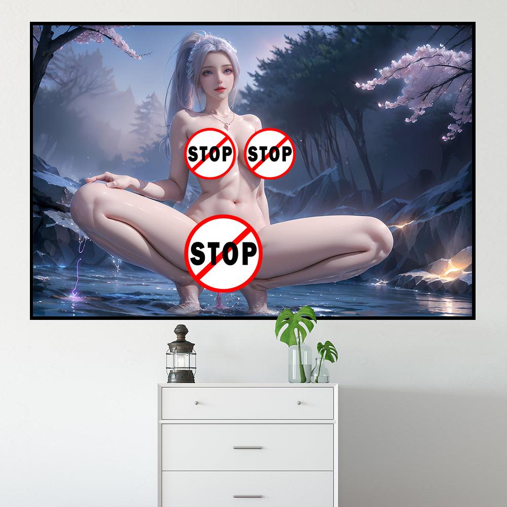 Frumusețe sexy chinezească antică HanYue necenzurat HD artă de perete pânză poster anime BTTH adult 18+ pictură decorare casă