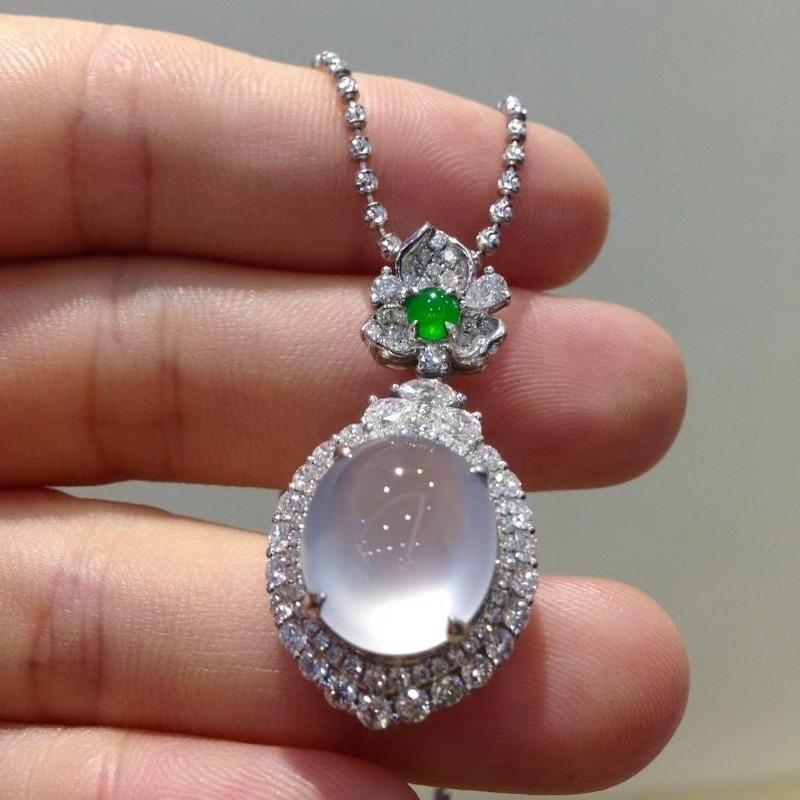 Original Gentle Style Natural Ice Chalcedony Necklace For Women Exquisite Fashion Pendant High Quality  Jewelry Wedding Gift
