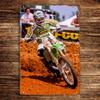Jeff Emig Motocross Star Metal Sign    Dynamic  Wall Art with Green and White Decor Rustic Driver Star Design for Home Deco