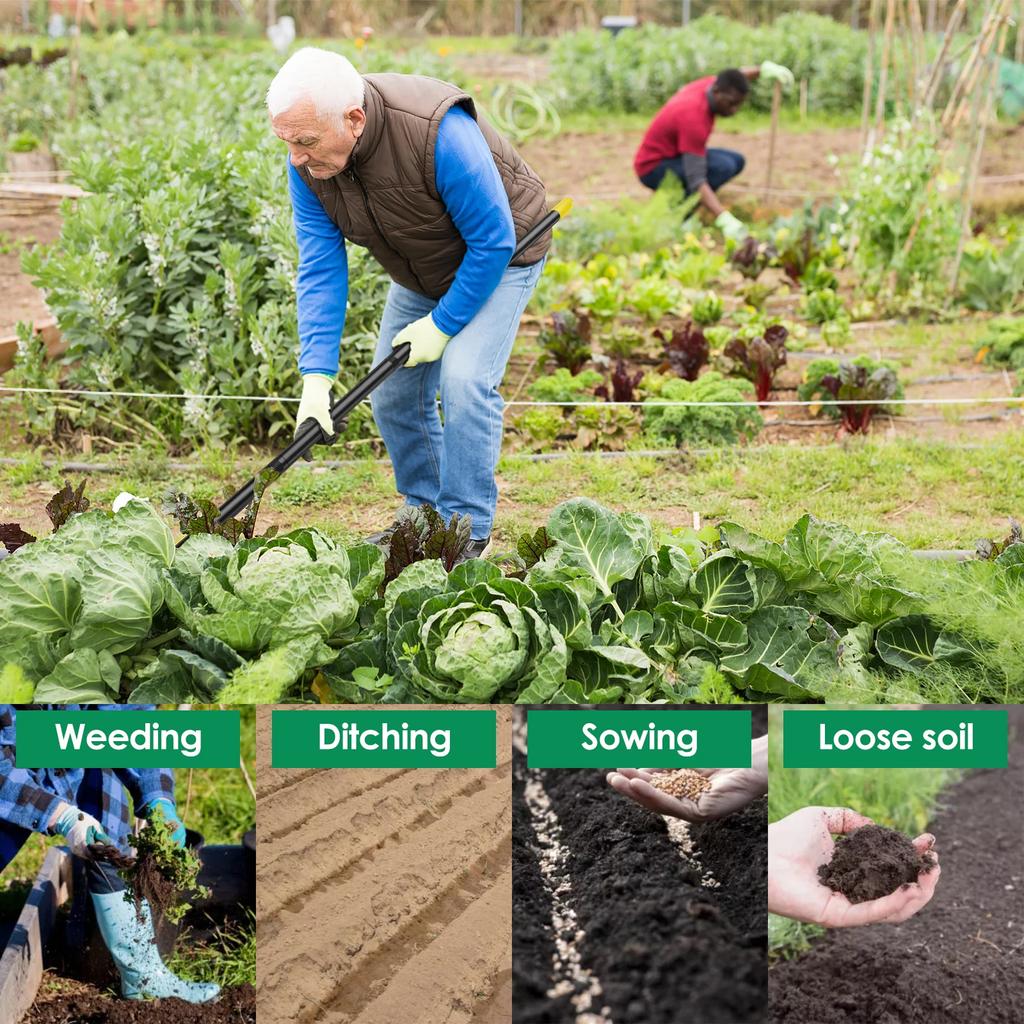 Zappa da Giardino in Acciaio Inossidabile con Occhiello a Staffa Affilato Strumento per Sarchiare Testa Triangolare Zappa Sarchiatrice con Manico Lungo Ergonomica per Giardino