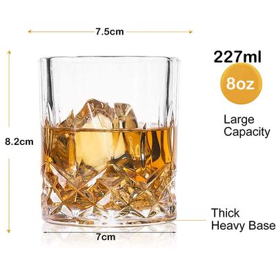 Copos de Whiskey Old Fashioned (Conjunto de 4), Copo de Bourbon Único de 8 Oz, Old Fashioned Duplo de Ultra-Clareza para Licor, Vodka, Bourbon